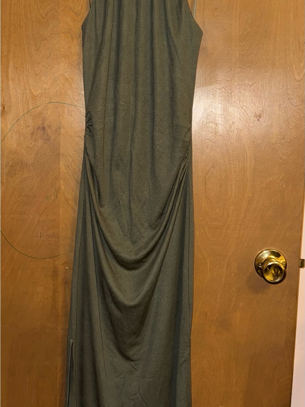 Francesca's Collections Olive Green Sleeveless Draped Maxi